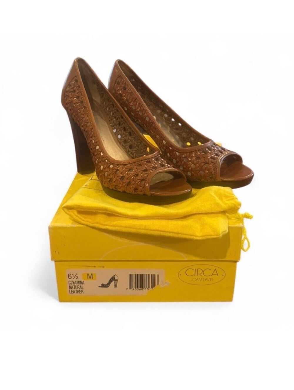 Circa Joan & David CJYamina Natural Leather Peep Toe Heels W/ Box&Dust Bag6.5M